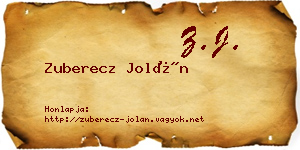 Zuberecz Jolán névjegykártya